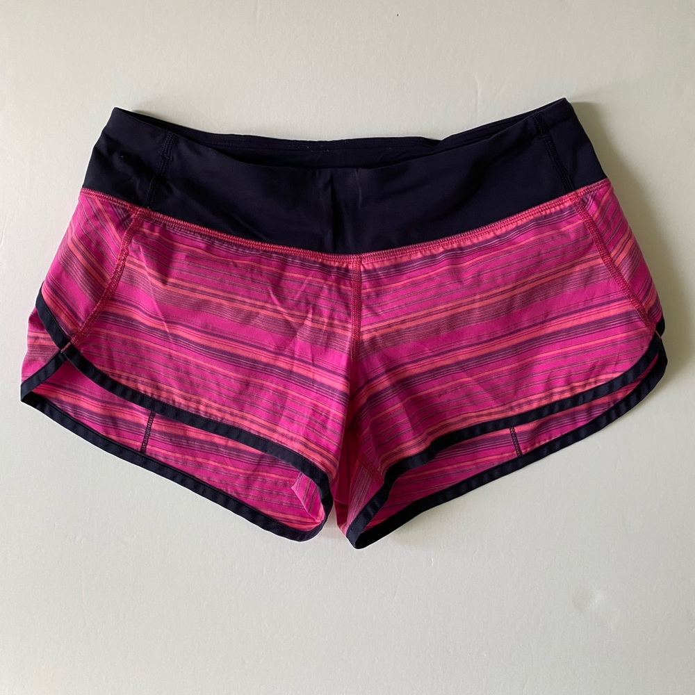Lululemon Speed Shorts Pow Pink Elevation Stripe Size 6